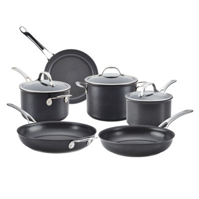 Anolon X SearTech Black Round Aluminium Induction Suitable Non-Stick Cookware Set Pack of 6