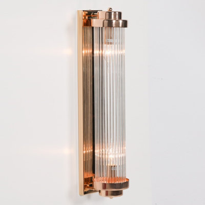 Anselm Art Deco Gold Finish Fluted Column Glass Rods Wall Light