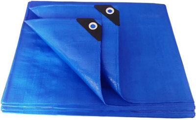 ANSIO Tarpaulin 3m x 4m / 10ft x 13ft Tarpaulin Sheet 70 GSM Economy Tarpaulins - Blue