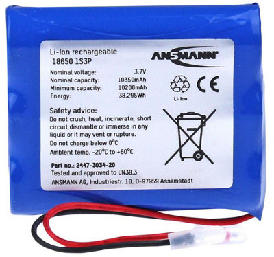ANSMANN - 3.7V 10500mAh 1S3P Li-Ion Battery Pack