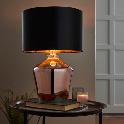 Anson Lighting Aiza Copper and Black Faux Silk Table Light