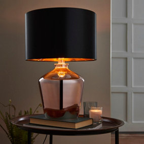 Anson Lighting Aiza Copper and Black Faux Silk Table Light