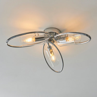 Anson Lighting Arnok 3lt Ceiling Light in  Chrome plate & clear glass