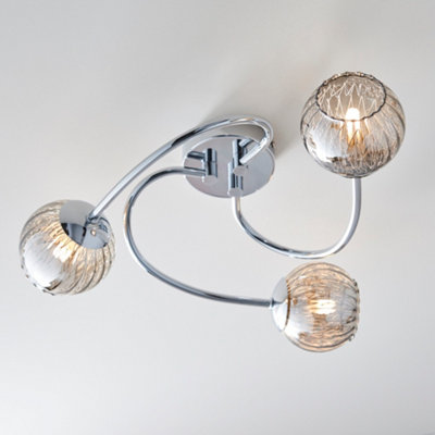 Anson Lighting Baer 3lt Semi Flush light finished in Chrome plate and smoked mirror glass
