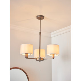 Anson Lighting Baja 3lt Pendant light finished in Dark antique bronze plate and marble fabric