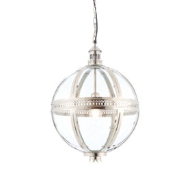 Anson Lighting Bogoria 1lt  Bright nickel solid brass plated & clear glass Ceiling pendant