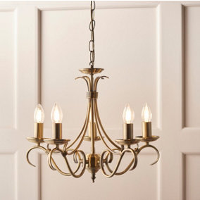 Anson Lighting Borka 5lt Pendant light finished in Antique brass plate