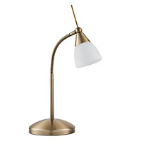 Anson Lighting Bruce Table light finished in Antique brass plate and white glass