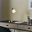 Anson Lighting Bruce Table light finished in Satin chrome plate and white glass