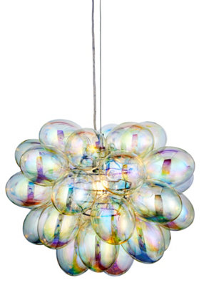 Anson Lighting Carlin Pendant light finished in Chrome plate and iridescent glass