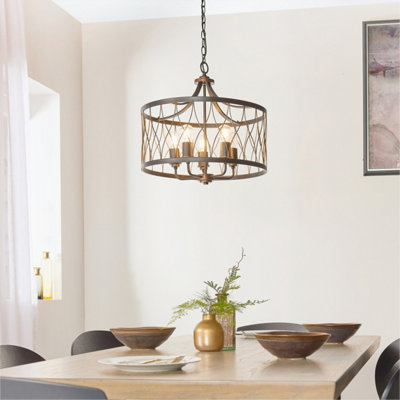 Anson Lighting Clovis Matt Black and Rustic Bronze 5 Light Ceiling Pendant