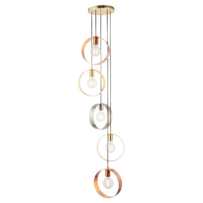 Anson Lighting Dalhart 5lt Pendant light finished in Brushed brass, nickel and copper plate