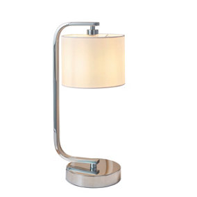 Anson Lighting Evan Chrome and Faux White Silk Table Lamp