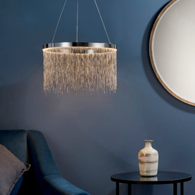 Anson Lighting Frains Chrome and Silver Chain Integrated LED Ceiling Pendant