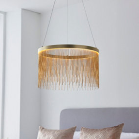 Anson Lighting Frains Pendant light finished in Satin brass plate and gold effect chain