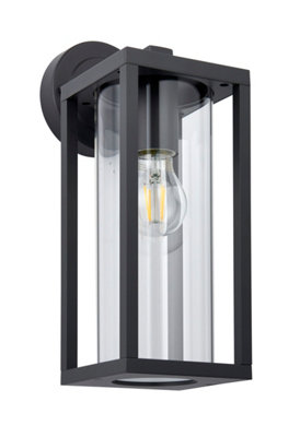 Anson Lighting Harek outdoor wall light finished in Textured black and clear glass
