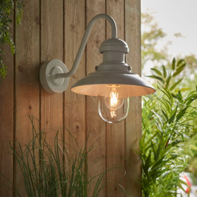 Anson Lighting Heron outdoor wall light finished in Gloss stone and clear glass