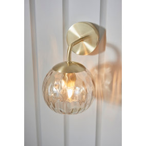 Anson Lighting Iowa Wall light finished in Satin brass plate and champagne lustre glass