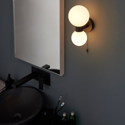 Anson Lighting Kelsey 2lt Bathroom Wall light finished in Matt black ...