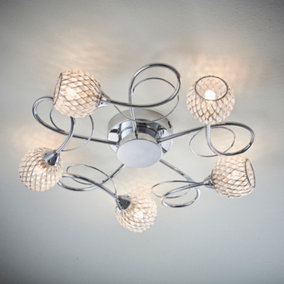 Anson Lighting Koln 5lt Ceiling Light in  Chrome plate with clear glass & chrome wire