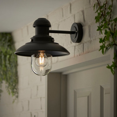 Anson Lighting Konig outdoor wall light finished in Matt black and clear glass