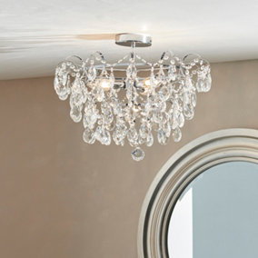 Anson Lighting Koral Bathroom 4lt Flush light finished in Chrome plate and clear crystal glass