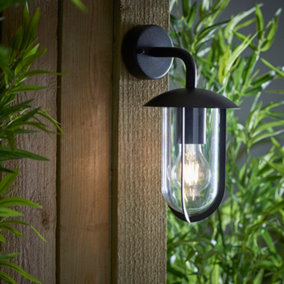 Anson Lighting Layka outdoor wall light finished in Textured black and clear pc