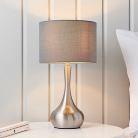 Anson Lighting Leahurst Table light finished in Satin nickel plate and grey fabric