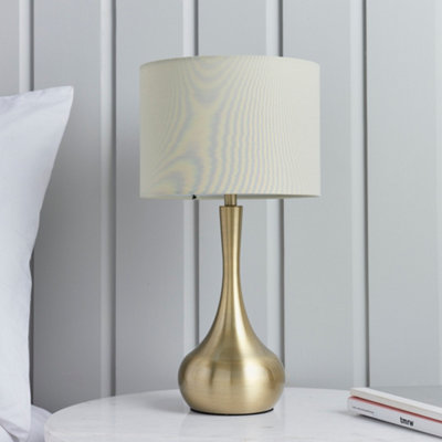 Anson Lighting Leahurst Table light finished in Soft brass plate and taupe fabric