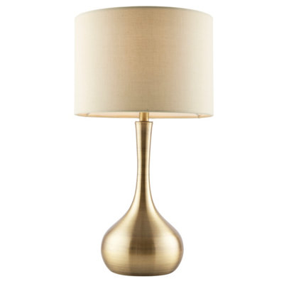 Anson Lighting Leahurst Table light finished in Soft brass plate and taupe fabric