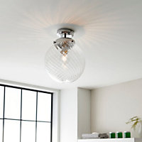 Anson Lighting Merida Bathroom Flush light finished in Chrome plate and clear spiral glass