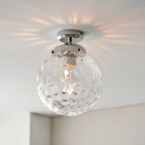 Anson Lighting Monterrey Bathroom Flush light finished in Chrome plate and clear dimpled glass