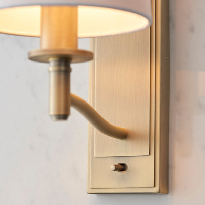 Anson Lighting Munson Wall light finished in Matt antique brass plate and vintage white fabric