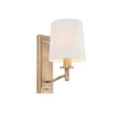 Anson Lighting Munson Wall light finished in Matt antique brass plate and vintage white fabric