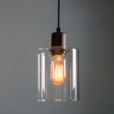 Anson Lighting Newbrook Pendant light finished in Matt black and clear glass