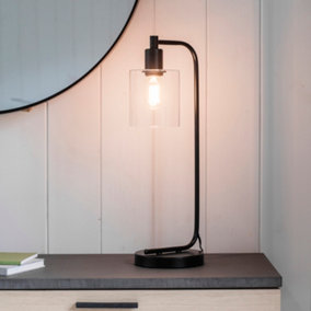 Anson Lighting Newbrook Table light finished in Matt black and clear glass