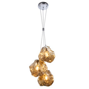 Anson Lighting Norma 3lt Pendant light finished in Bronze metallic glass and chrome plate