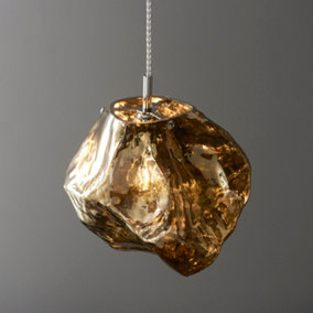 Anson Lighting Norma Pendant light finished in Bronze metallic glass and chrome plate