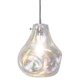 Anson Lighting Onega 1lt  Iridescent glass & chrome plate Ceiling pendant