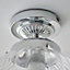 Anson Lighting Oregon Bathroom Flush light finished in Chrome plate and clear ribbed glass