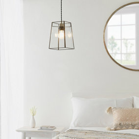 Anson Lighting Orla light pendant shade finished in Clear glass and antique brass plate (shade only)