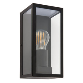 Anson Lighting Oxco outdoor wall light finished in Matt black and clear glass