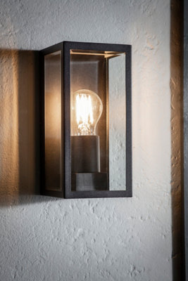 Anson Lighting Oxco outdoor wall light finished in Matt black and clear glass