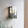 Anson Lighting Oxco PIR outdoor wall light finished in Brushed stainless steel and clear glass