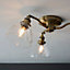 Anson Lighting Pampa 3lt Ceiling Light in  Antique brass plate & clear glass