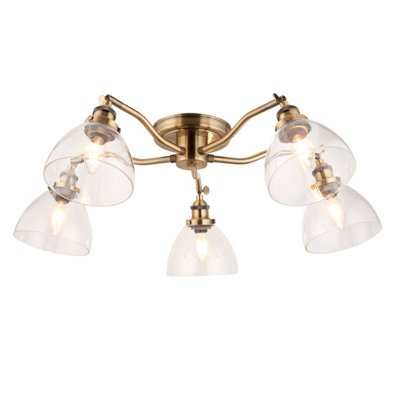Anson Lighting Pampa 5lt Ceiling Light in  Antique brass plate & clear glass