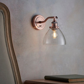 Anson Lighting Pampa Wall light finished in Aged copper plate and clear glass