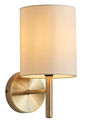 Anson Lighting Phoenix Wall light finished in Antique brass plate and cream fabric