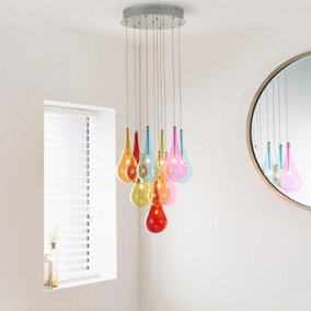 Anson Lighting Renata 10lt Pendant light finished in Multi coloured glass and chrome plate