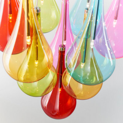 Anson Lighting Renata 10lt Pendant light finished in Multi coloured glass and chrome plate